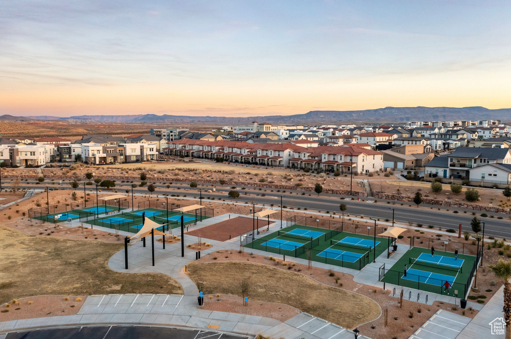 Aerial view with a residential view and a mountain view