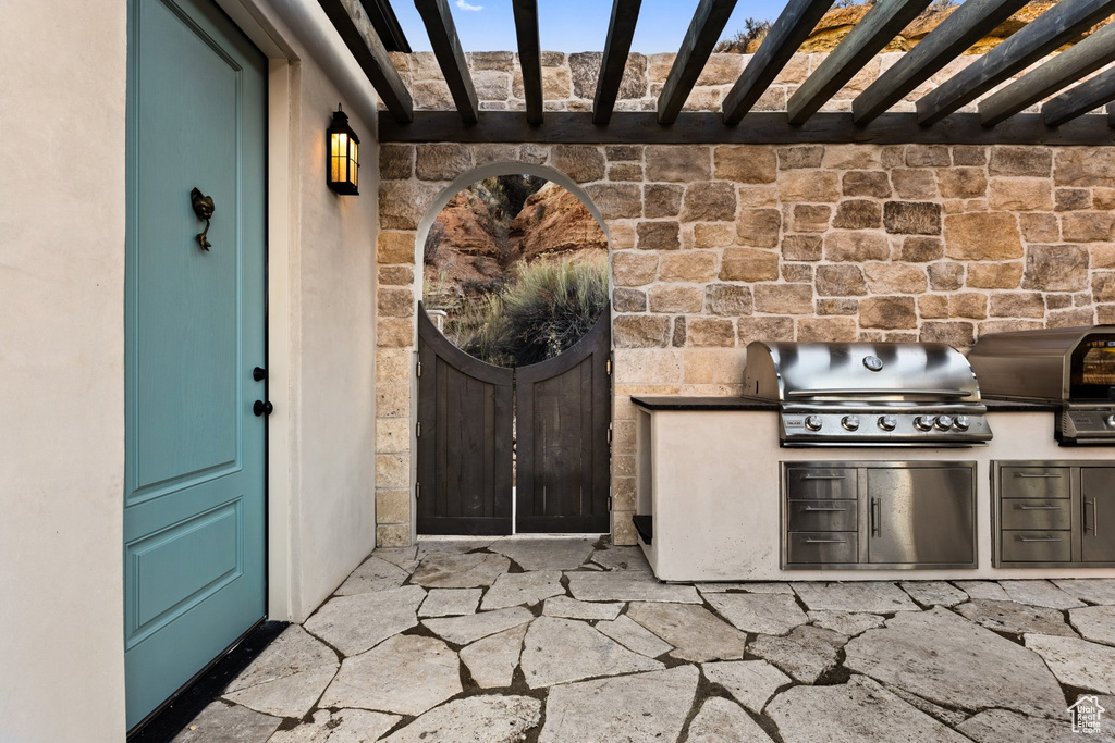 Exterior space with stone flooring