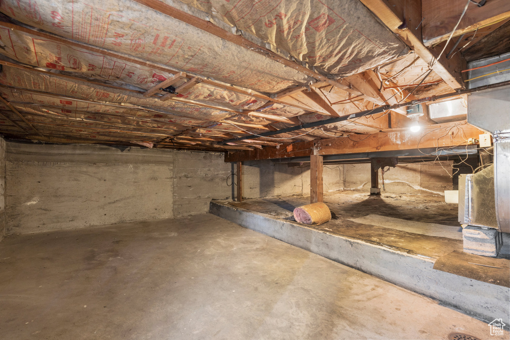 View of unfinished basement