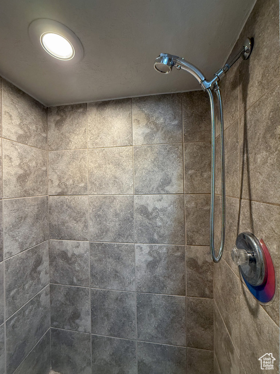 Room details with tiled shower