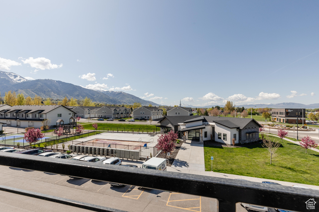 Property view of mountains featuring a residential view