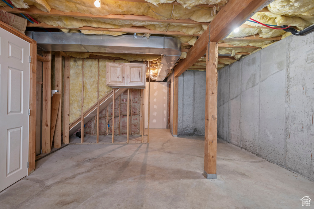 View of unfinished basement