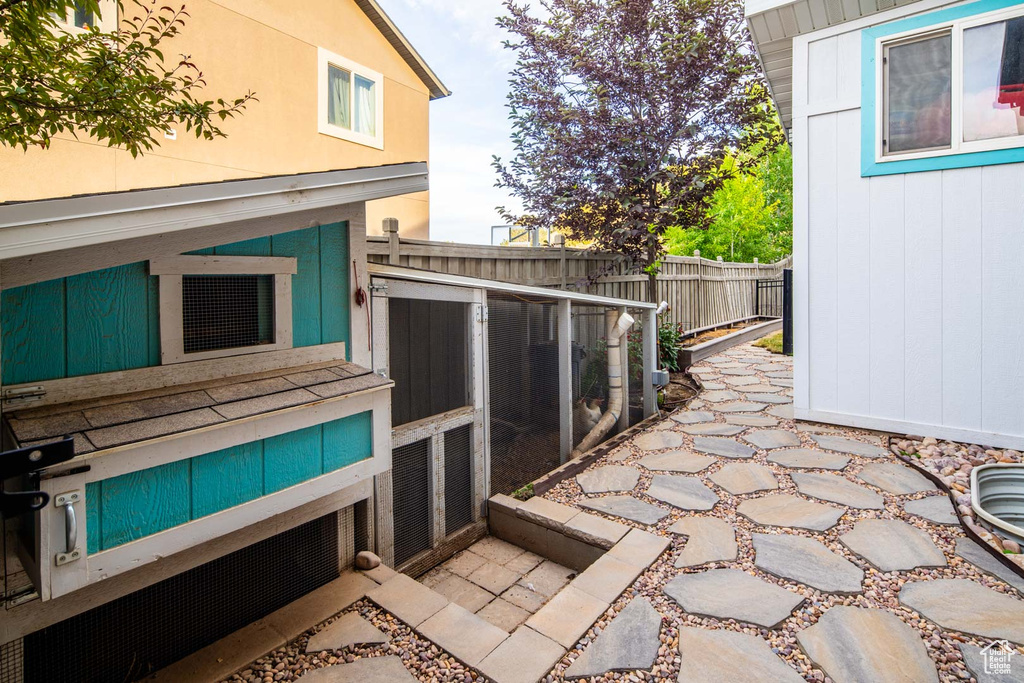 View of patio / terrace with exterior structure and an outdoor structure