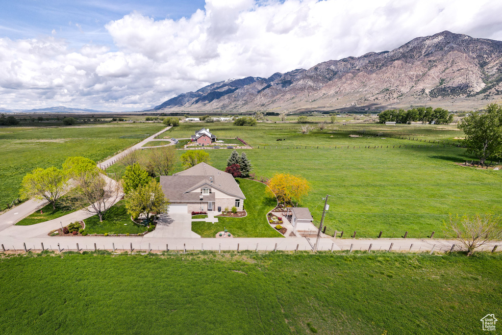 Bird's eye view with a rural view and a mountain view