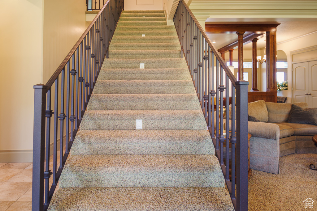 Stairway with baseboards