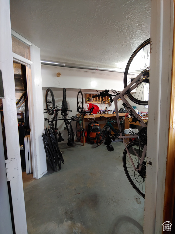 Garage with a workshop area