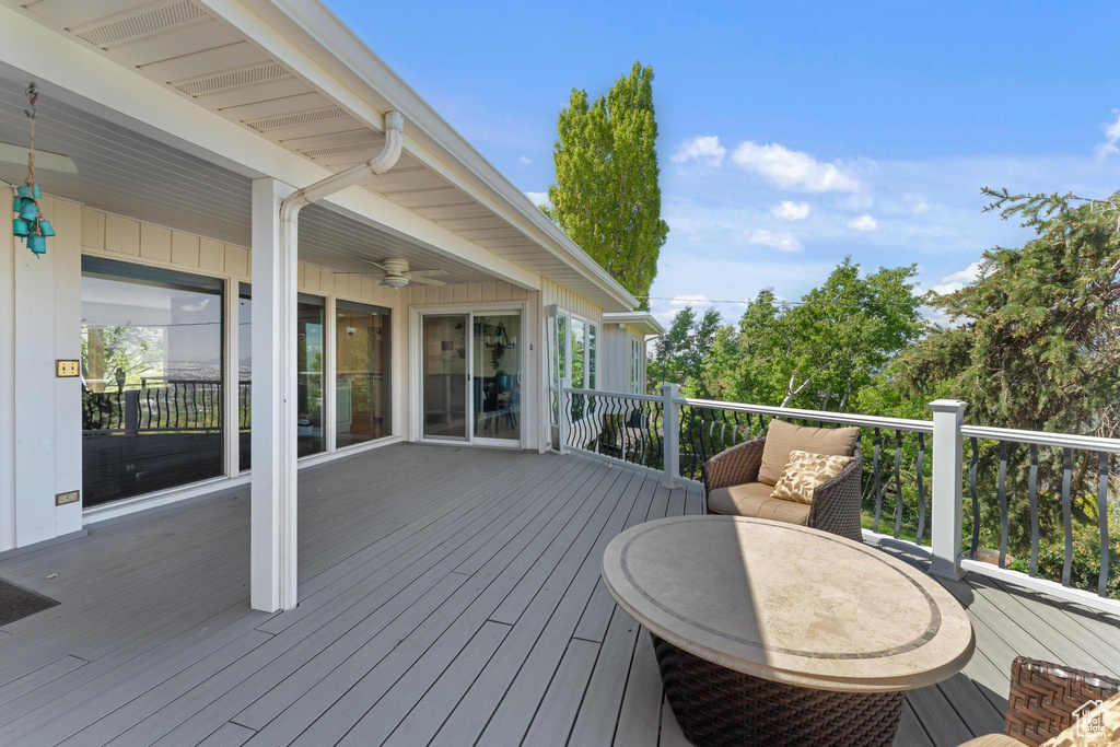 Deck with a ceiling fan