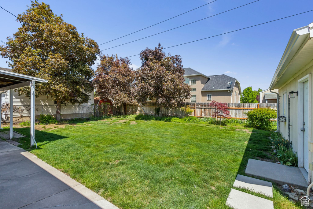 View of yard featuring a fenced backyard