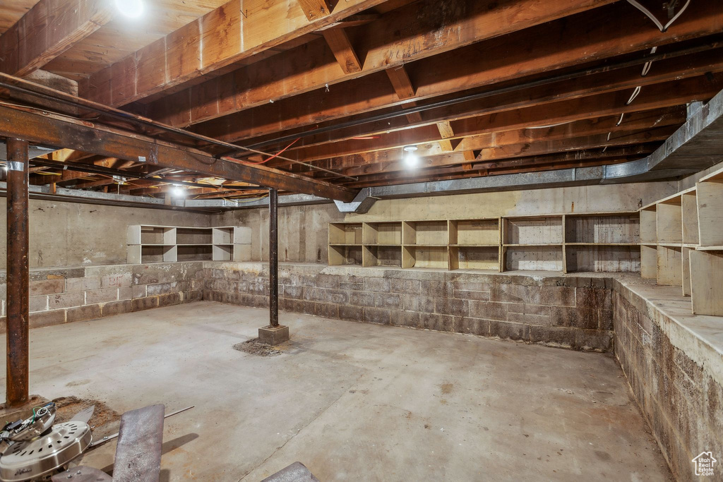 View of unfinished basement