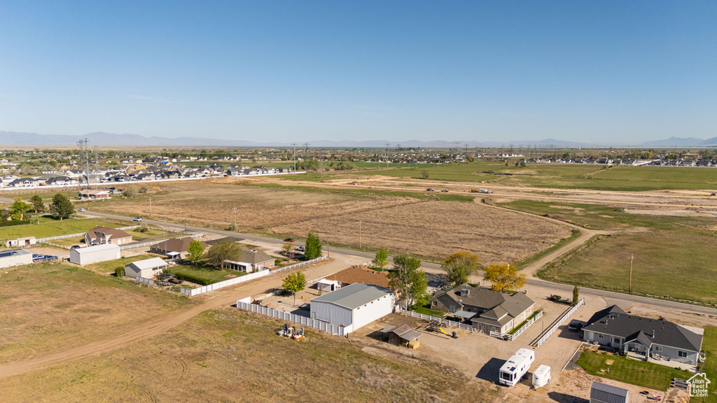 Aerial view featuring a mountain view and a rural view