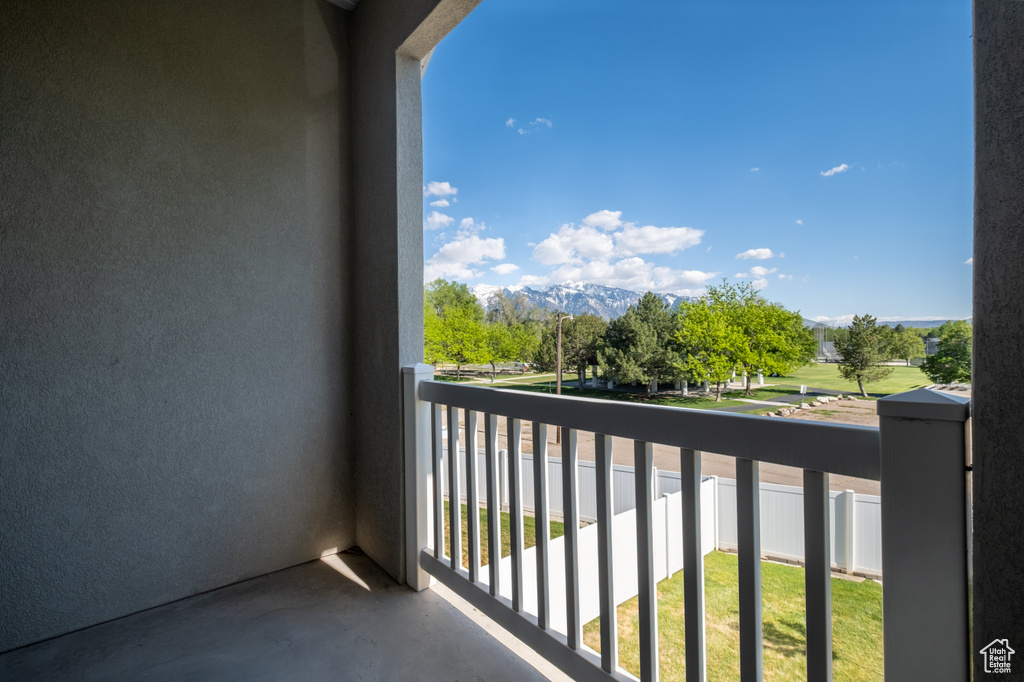 Balcony with a mountain view