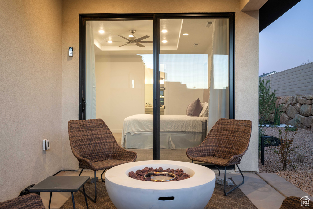 View of patio / terrace featuring a fire pit