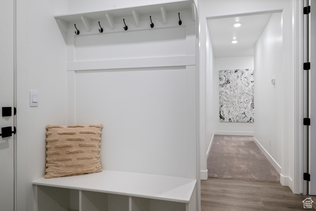 Mudroom with wood finished floors