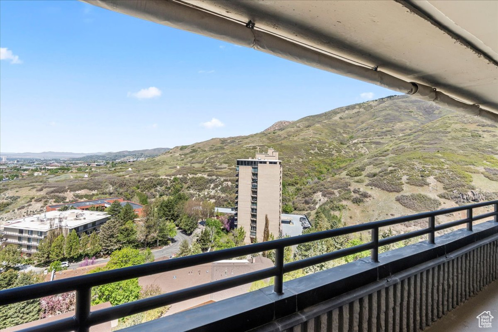Balcony with a mountain view