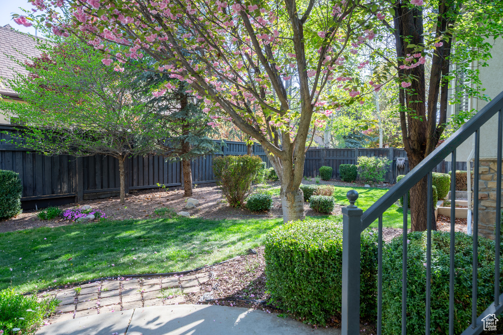 View of yard featuring a fenced backyard