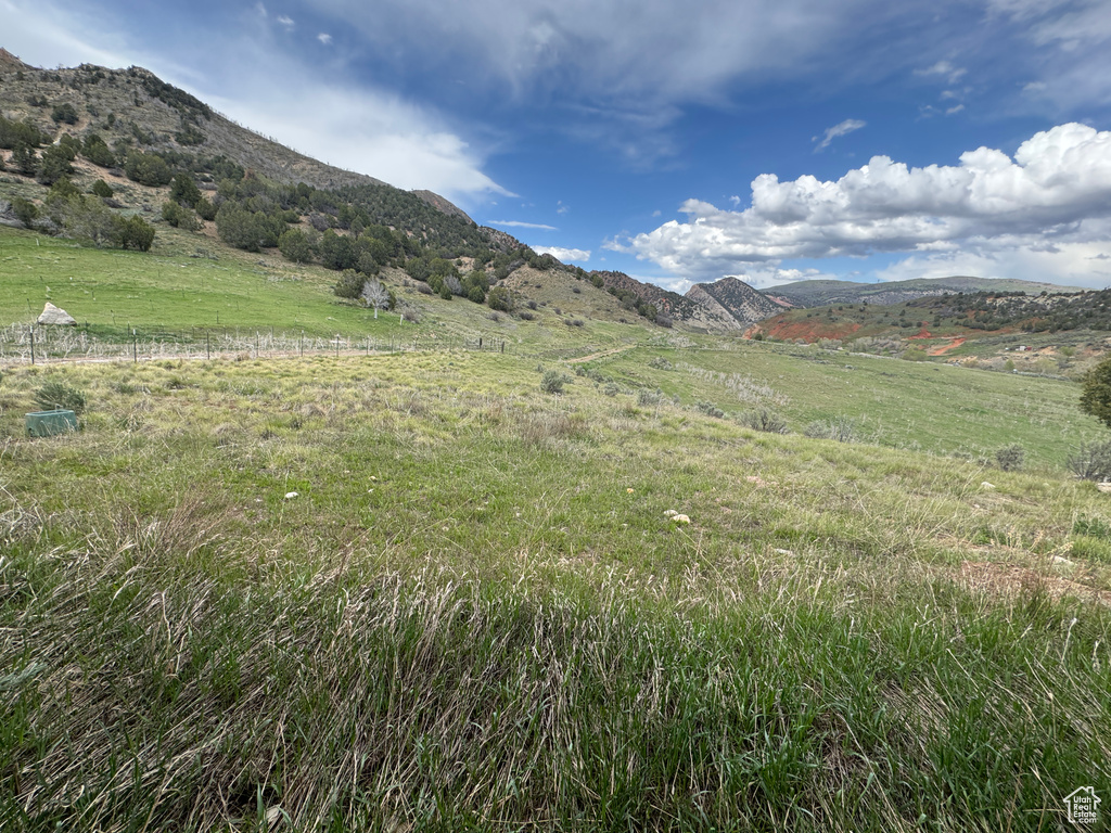View of mountain background with rural landscape