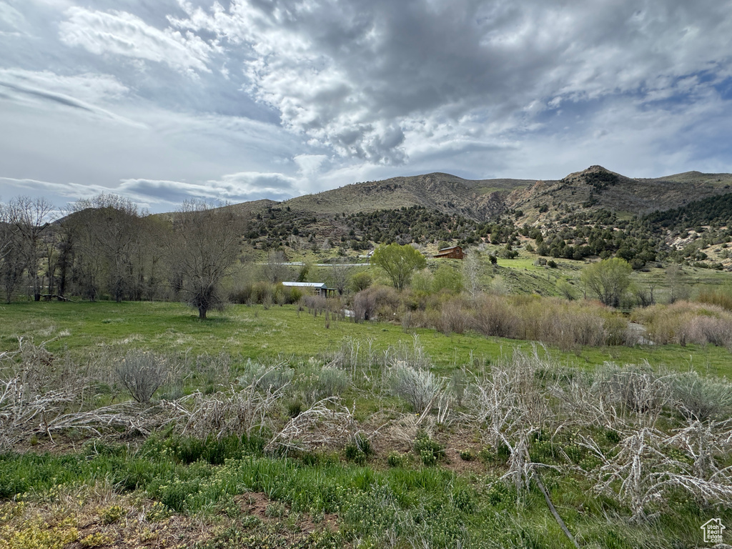 Mountain view with rural landscape