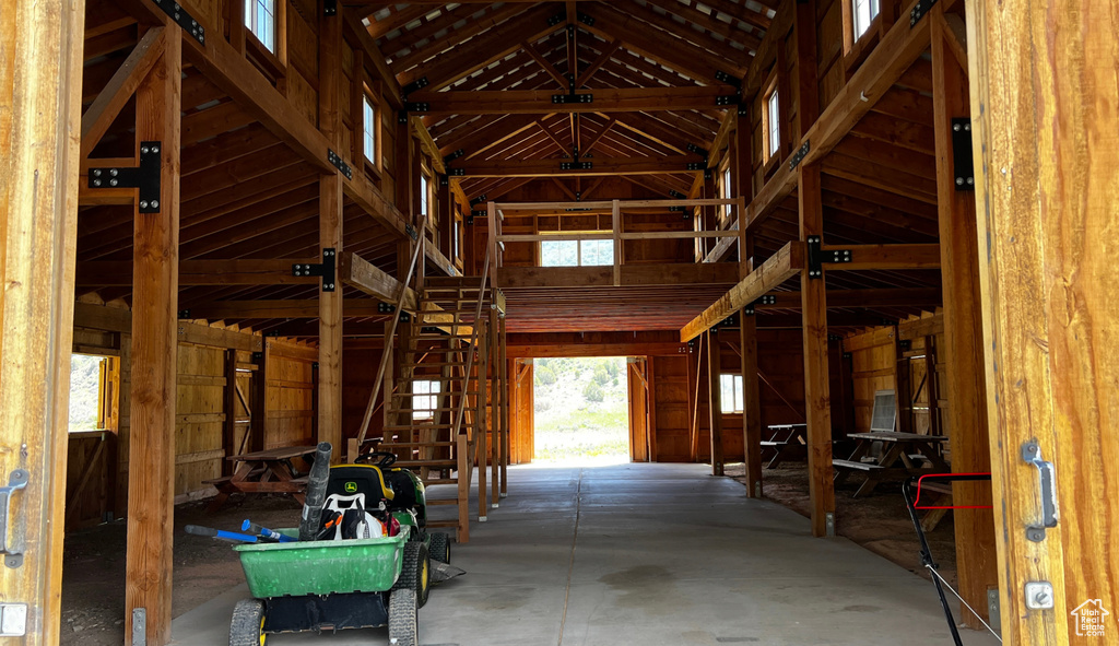 View of horse barn