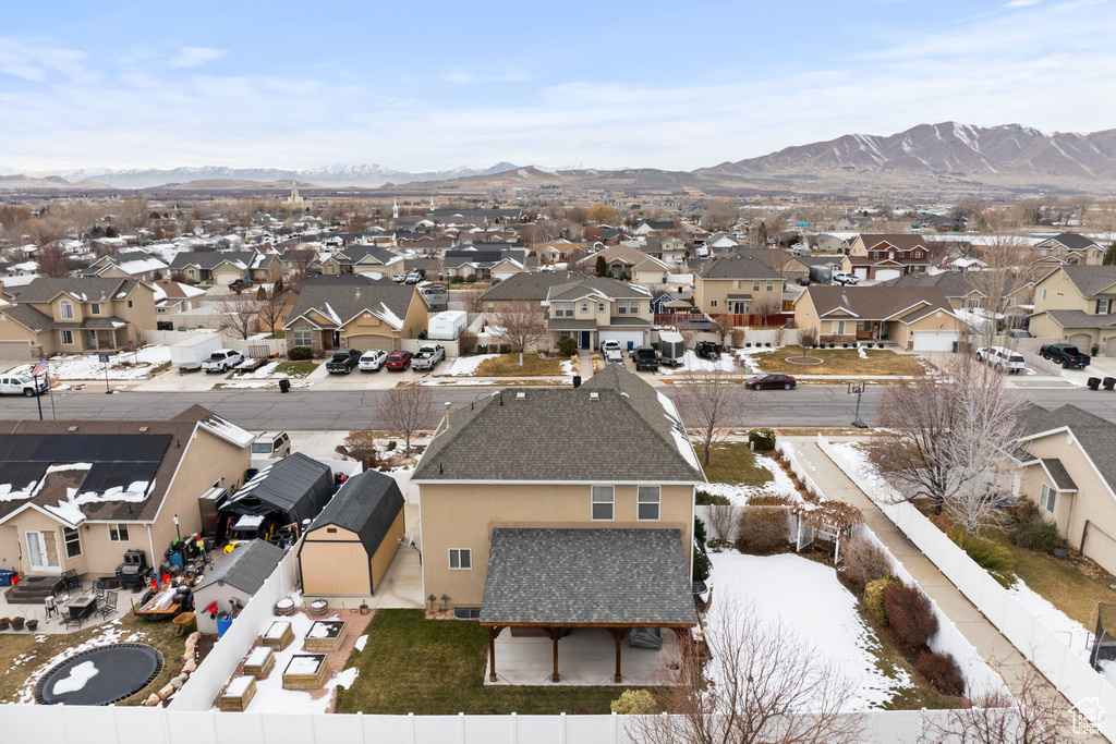 Aerial view with a mountain view and a residential view