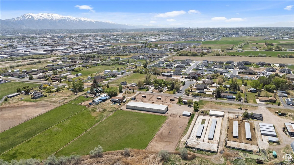 Aerial view featuring a mountain view