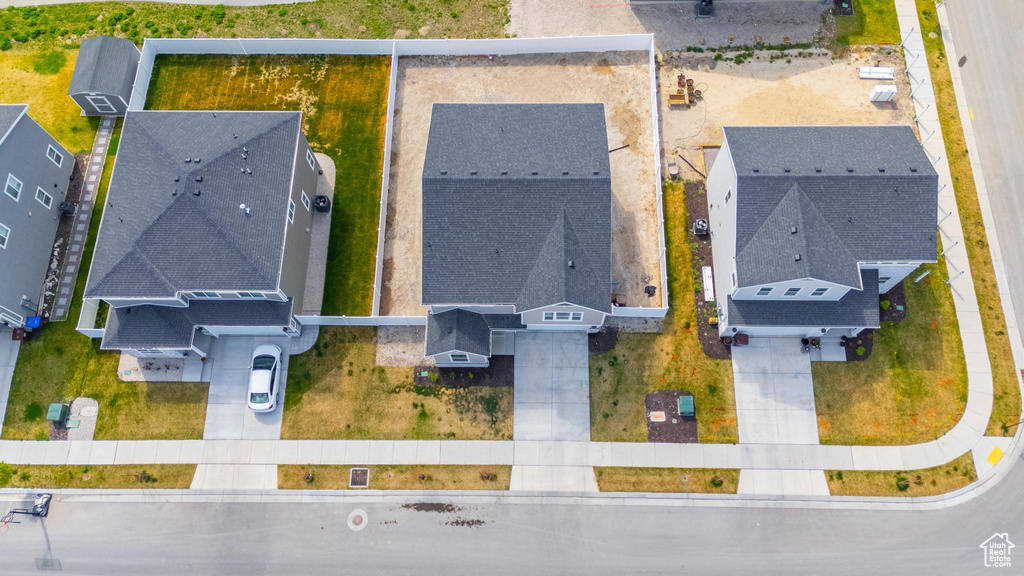 Bird's eye view with a residential view