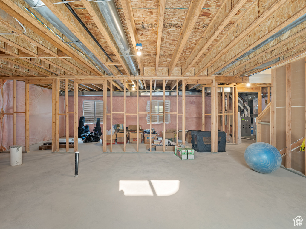 View of unfinished basement