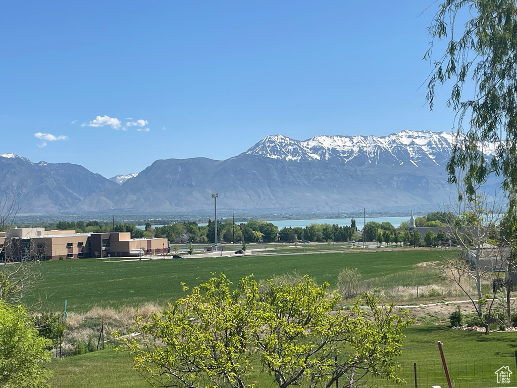 View of mountain background featuring a nearby body of water