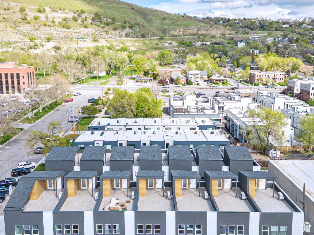 Bird's eye view with a mountain view and a residential view