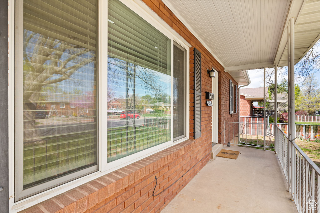 View of patio with a porch
