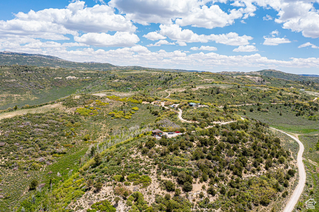 Aerial view featuring a mountain view