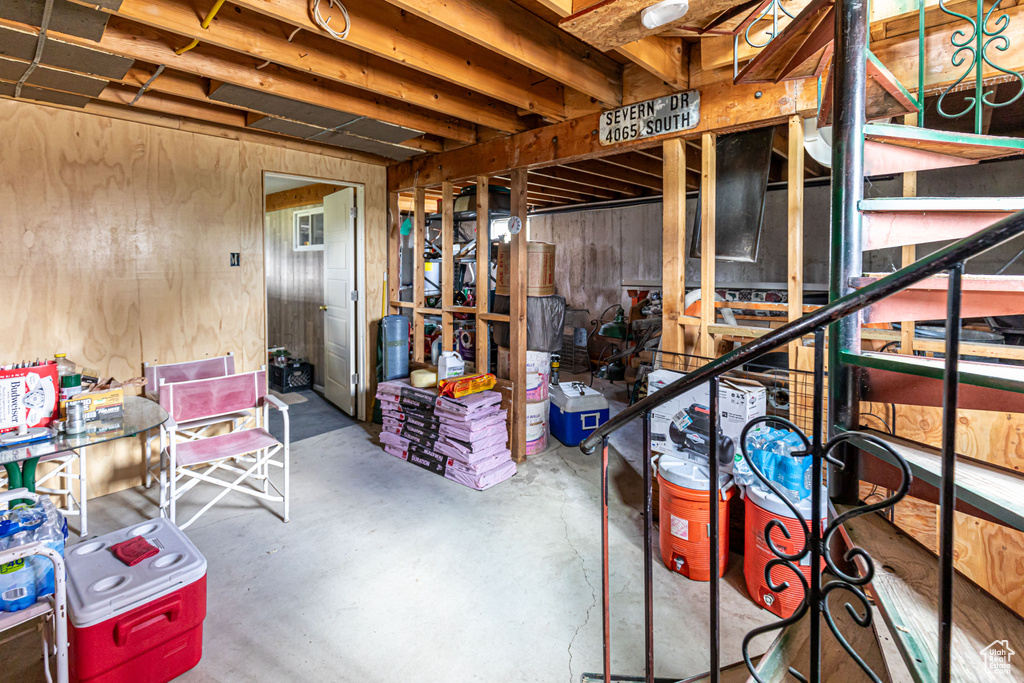 View of unfinished basement