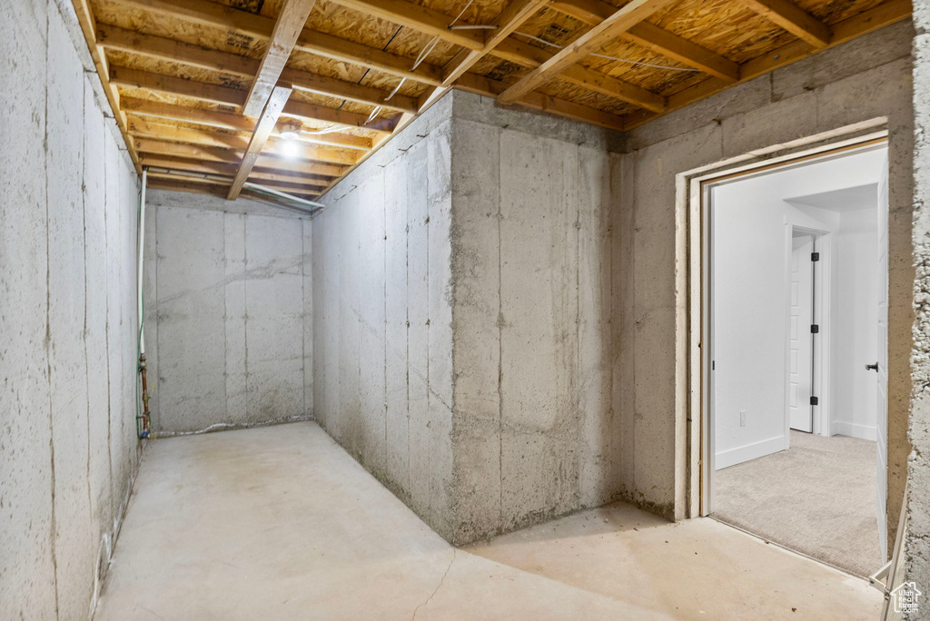 View of unfinished basement