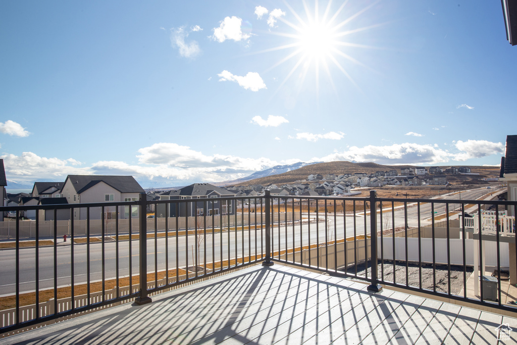 Exterior space featuring a mountain view