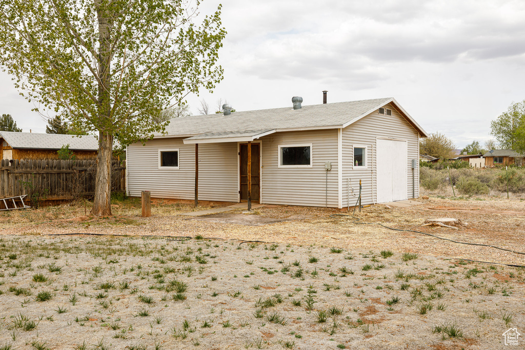 Back of house with fence