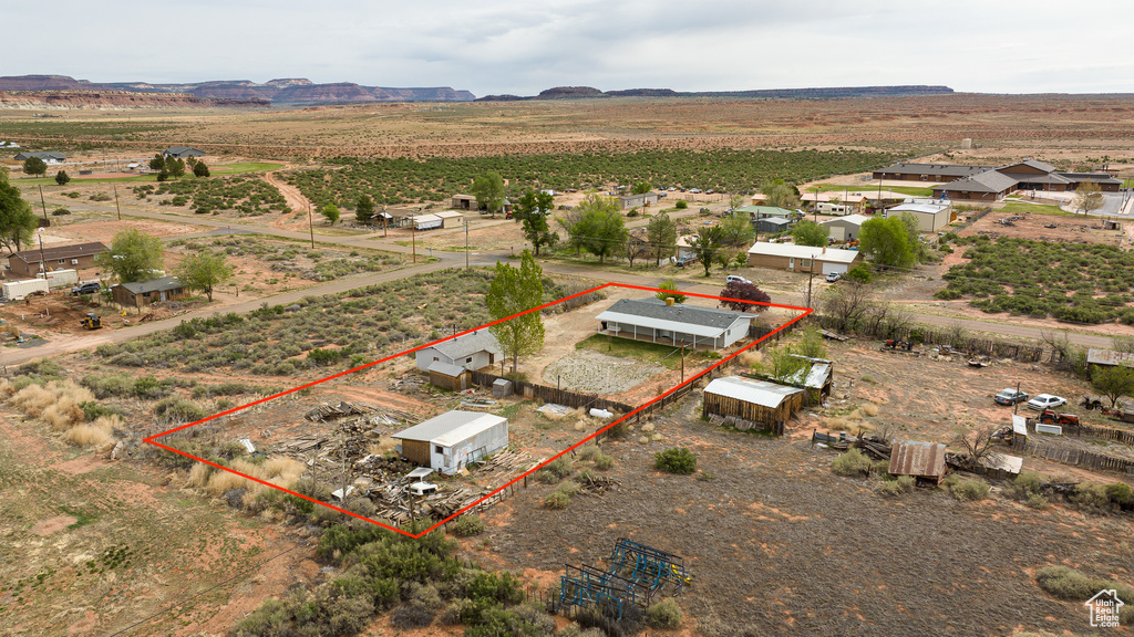 Aerial view featuring a mountain view and a rural view