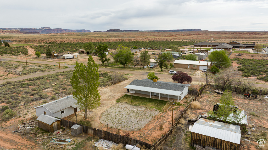 Birds eye view of property featuring a rural view and a mountain view