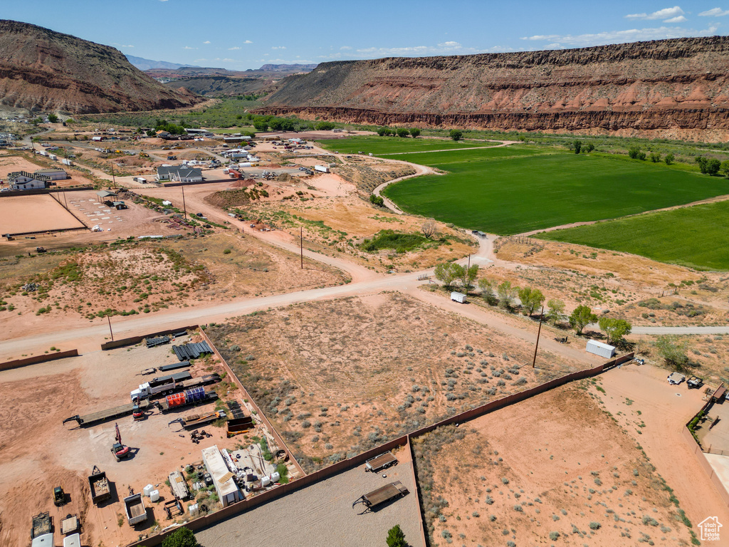 Aerial view featuring a mountain view