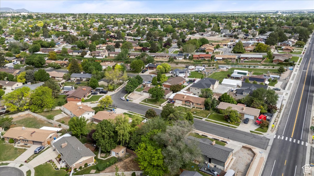Aerial overview of property\'s location with nearby suburban area