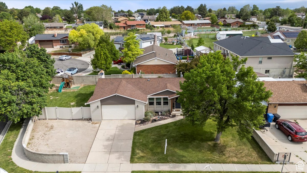 Aerial perspective of suburban area