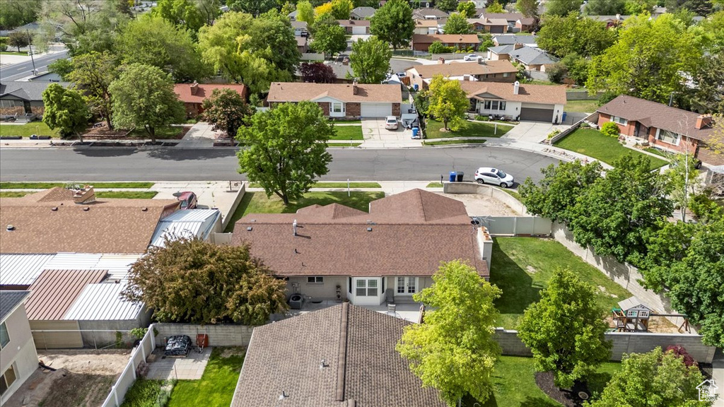 Aerial perspective of suburban area