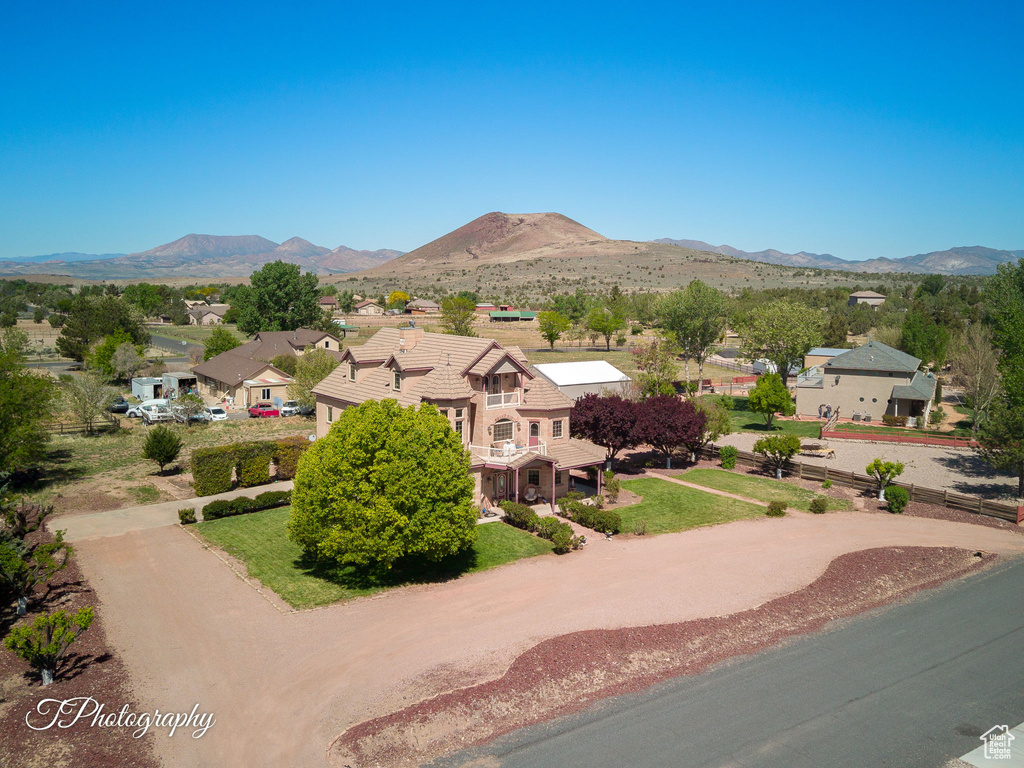 Aerial view with a mountain view and a residential view