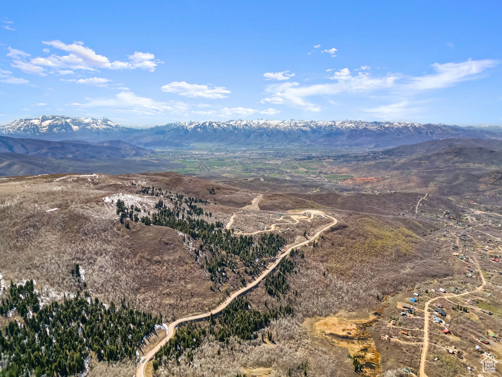 Drone / aerial view with a mountain view