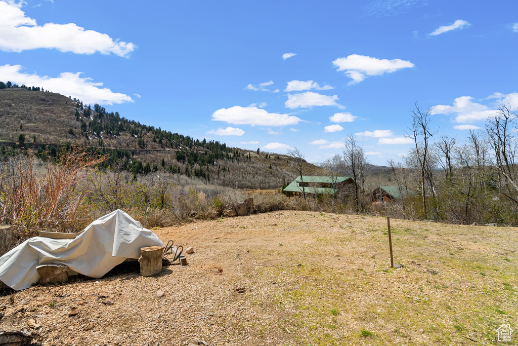 View of yard featuring a mountain view