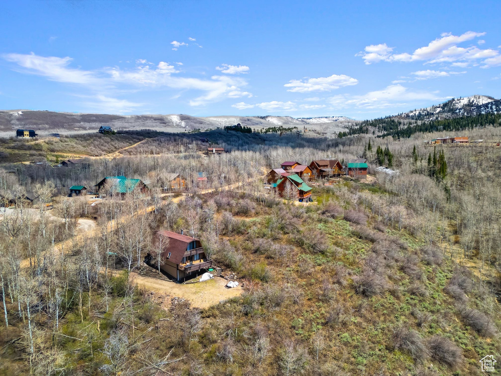 Drone / aerial view featuring a mountain view and a rural view