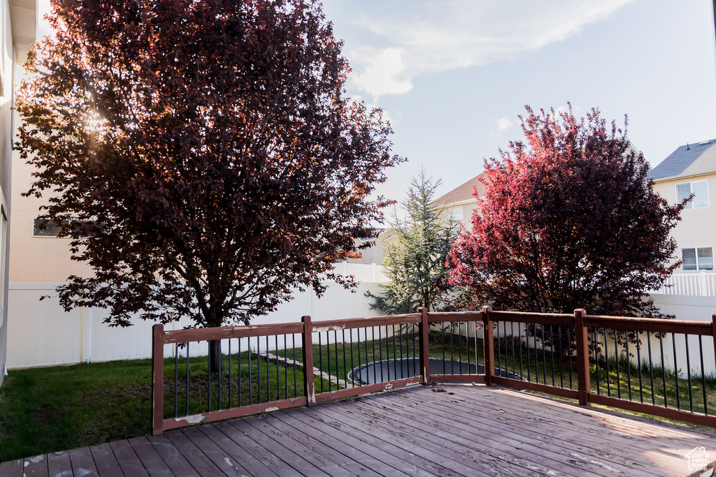 Wooden deck with a lawn