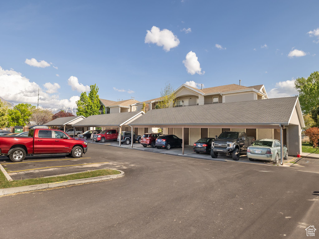 View of partially covered parking lot