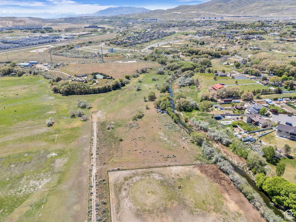Drone / aerial view featuring a rural view and a mountain view