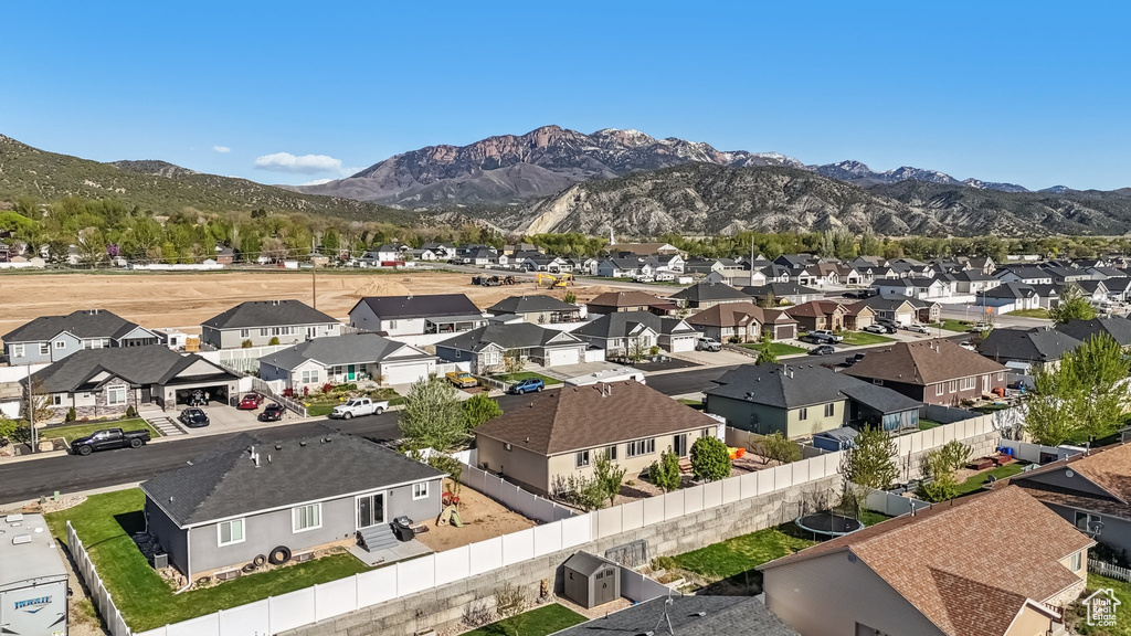 Aerial view with a mountain view and a residential view