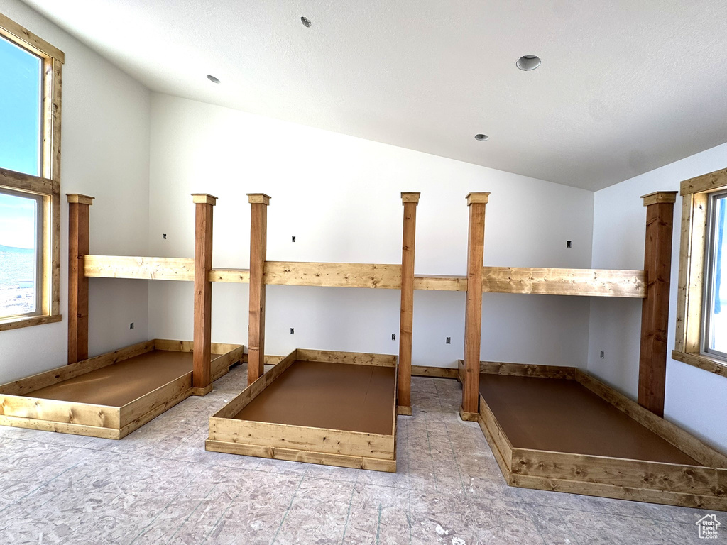 Interior space with vaulted ceiling