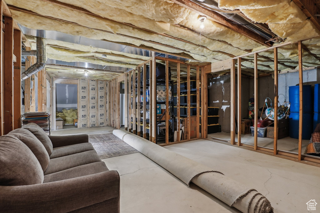 View of unfinished basement